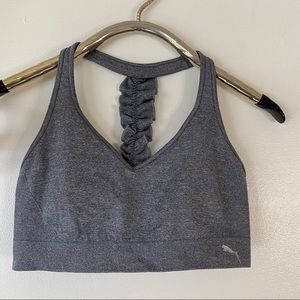 Puma Grey Sports Bra w Ruffled Back Strap